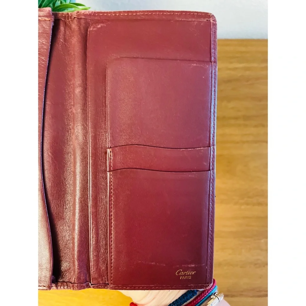 CARTIER Oxblood Red Leather Long Bifold Wallet 💯 AUTHENTIC - Picture 7 of 12